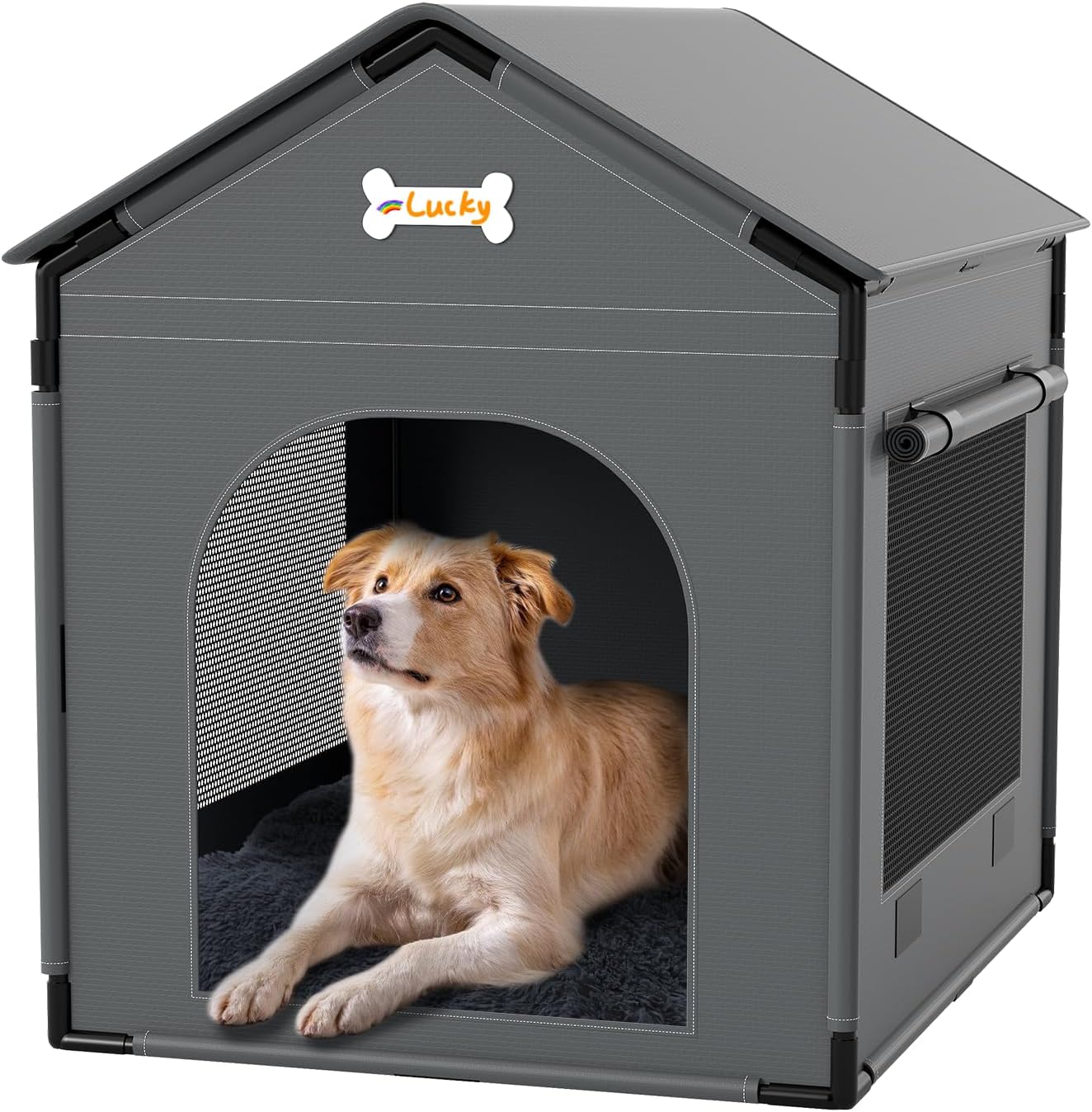 Large Indoor Dog House Dog Kennel Bed Mat with Cushion for Small Medium Large Dogs Cats, Winter Warm Cat Nest Puppy Cave Sofa Pet Products Easy Assembly, 27.6 * 21.3 Inches