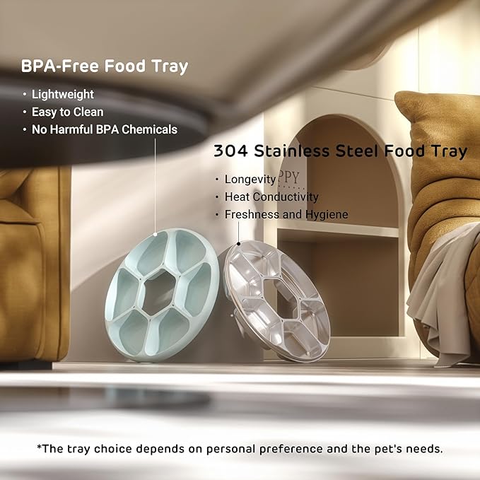 [Stainless Steel Food Tray] Brioche Automatic Wet Food Feeder for Pets - True 6-Meal Cordless Fresh Can Dispenser with Two Ice Packs, Perfect for Newborn Senior Sick Cats and Small Dogs