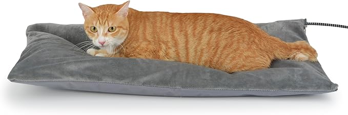 Outdoor Heated Cat Bed, Soft Pet Heating Pad with Steel-Wrapped Cord, Outside Pet Warmer for Feral Cats and Dogs, 27.5" x 15.7", 50 Watts