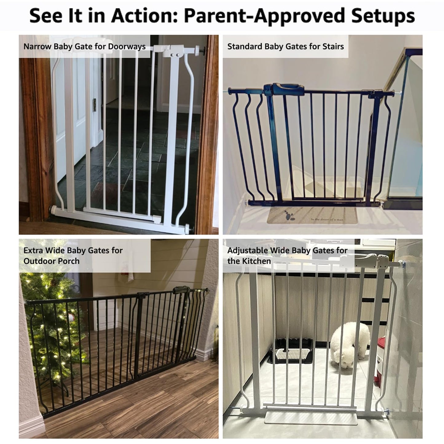 Extra Wide 57.5-62 Inch Large Baby Gates for Stairs, Doorways - No Drilling, Pressure Mounted Pet Gates for Kids & Dogs