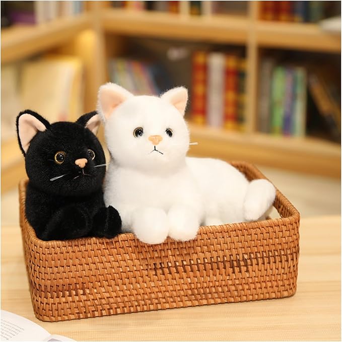 Cute cat Plush Toys, pet Animal Stuffed Toys, Children's Gifts, (White)