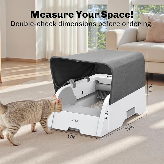 2 in 1 Self Cleaning Litter Box with APP Control, Open or Covered Canopy Design to Meet Cats' Varying Preferences, Large Automatic Cat Litter Box Self Cleaning for Multiple Cats, Quiet & Safe