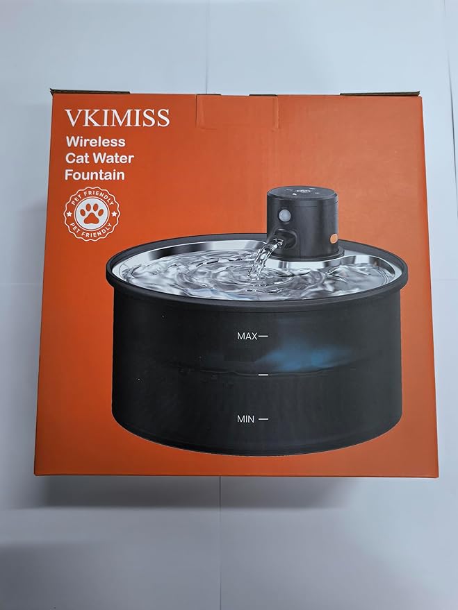 Battery Operated Cat Water Fountain: Wireless Pet Fountain with Filter - 108oz/3.2L Cordless Cat Dispenser with Motion Sensor Rechargeable Automatic Drinking Fountains for Cats Indoor - Plastic Model