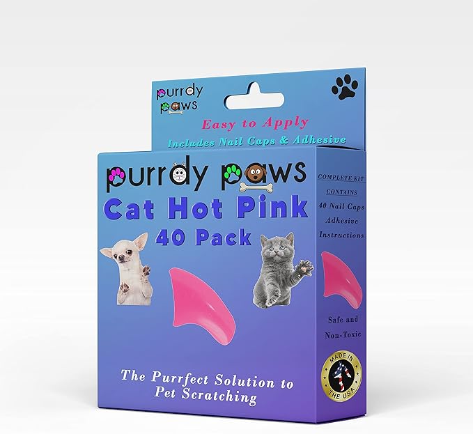 40 Pack Soft Nail Caps for Cat Claws HOT Pink Medium