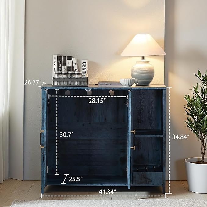 Cat Litter Robot Enclosure with Litter Collector,Cat Litter Cabinet with Dog Proof Adjustable Shelf,for Placing Litter Robot 3/4,Power Outlet (Blue)