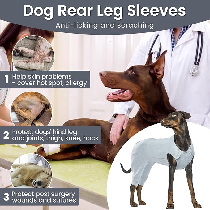 Nanaki Dog Surgery Suit Female Spay, Leg Sleeves for Dog Rear Legs, Doggy Onesie for Surgery Female, Doggy Recovery Suit Male Abdomen, Pet Wound Care Heal Protector, Surgical Suits for Pet Spay