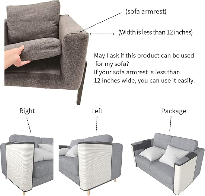 Cat Scratcher Couch- Natural Sisal Furniture Protection from Cats - Corner cat Scratcher Couch for Chair,Sofa - Easy Installation