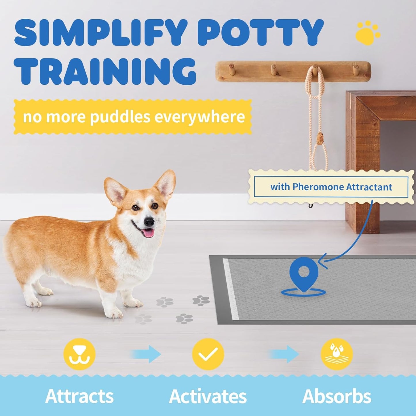 100-Pack X-Large Puppy Pads - 34'' x 28'' Pee Pads for Dogs Potty Training with Leak-Proof Quick-Dry Design, 6-Layer Wee Wee Pads for Dogs, Charcoal, Black