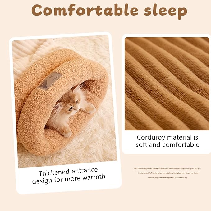 Cozy Cat Winter Bed Cave - Warm, Soft, Fluffy, Washable, Indoor Cat Sleeping Bag