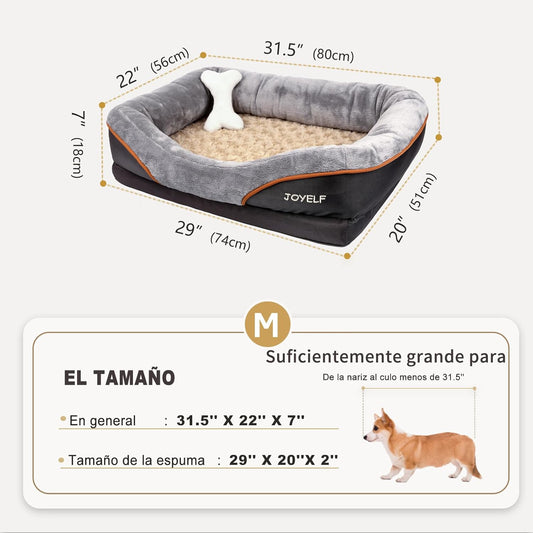 JOYELF Medium Memory Foam Dog Bed Orthopedic Dog Bed & Sofa with Removable Washable Cover and Squeaker Toy as Gift