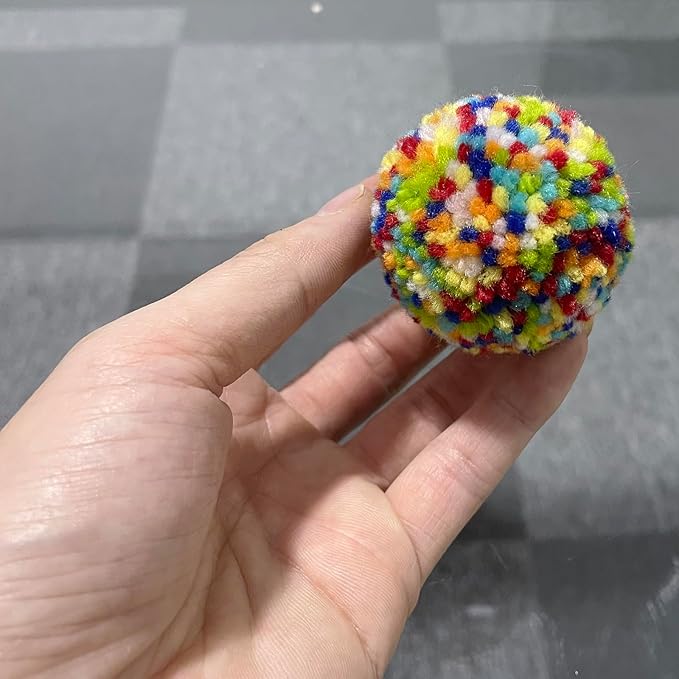 Assorted Color Cat Ball Toys, Woolen Yarn Puffs Pom Balls Interactive Kitten Chasing Toys Cat Chase Balls (12Pcs)