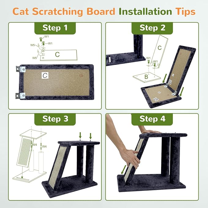 Globlazer Cat Tower for Indoor Adult Cats, 50-inch Heavy Duty Cat Tree for Big Cats, Cat Tree House with Extra-Large Padded Platform, Sisal Scratching Board, 2 Large Condos, F50, Light Grey