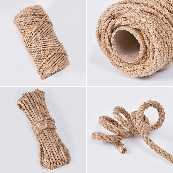 Nature Hemp Rope,sisal Rope for cat Scratcher,Rope for cat Scratch Post，cat Scratching Post Replacement,Cat Scratcher Replacement Rope Heavy Duty Jute Twine for Cat Tree and Tower, DIY (1/4inch,66FT)