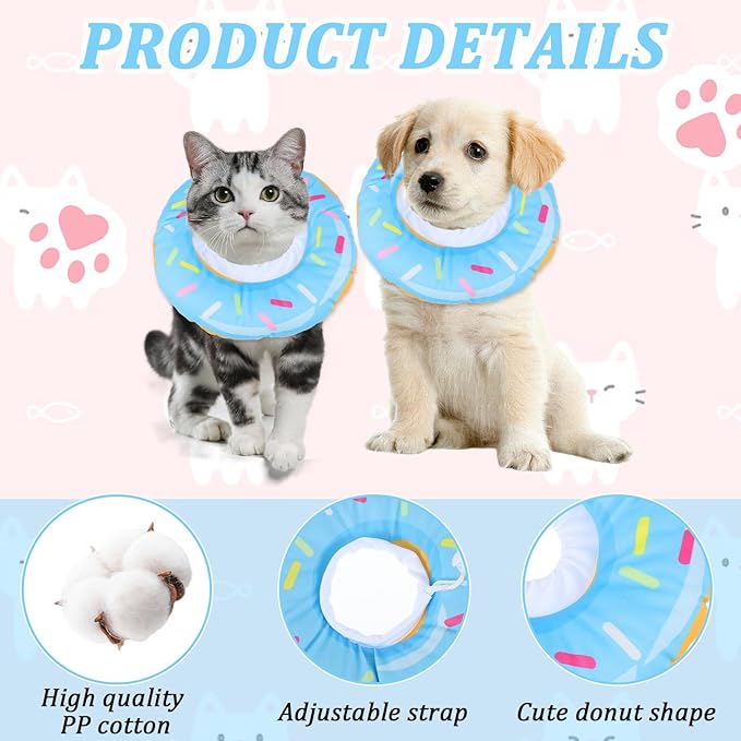Cat Donut Collar, Adjustable Lightweight E Collar for Cat to Stop Licking Reusable Comfortable Cats Neck Donut for Cats Kittens After Surgery