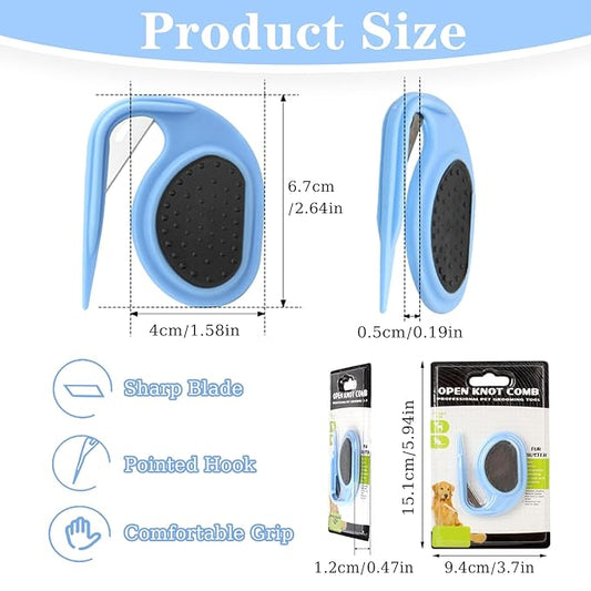 Knotting and Grooming Comb - Multifunctional Pet Hair Removal Tool for Cats, Dogs, Knot Remover and Opener for Loose, Knotted Hair