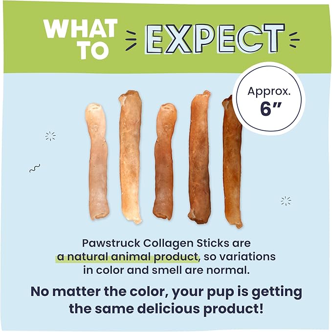 Pawstruck Natural 5-7" Beef Collagen Sticks for Dogs – Long-Lasting Rawhide Alternative, High Protein & Low Fat with Chondroitin & Glucosamine – 5 Pack