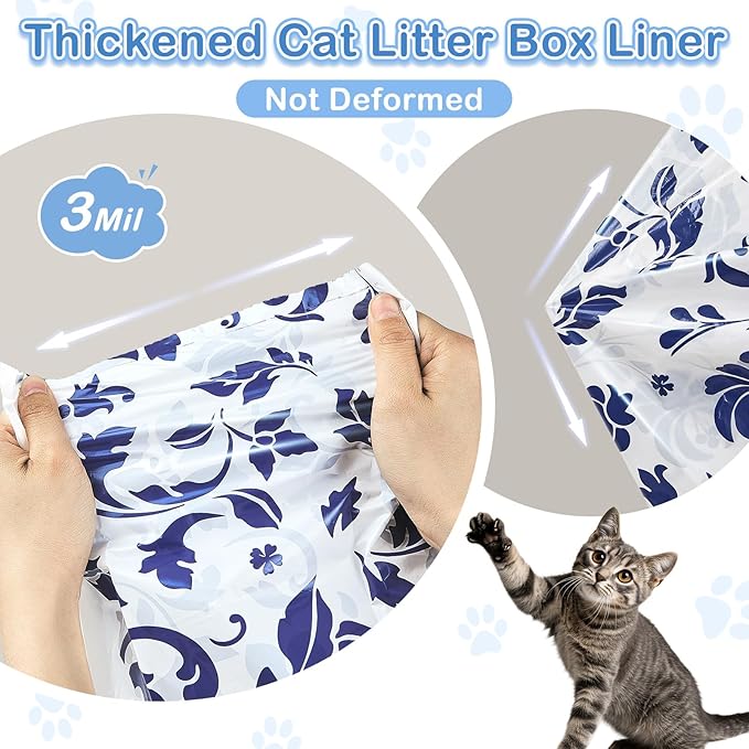 Unicorn Catcher Cat Litter Bags 36" x 19" Large Litter Box Liners Tear-Resistant with Drawstring for Easy Access Cat Litter Liners for Litter Boxes Under 36in Total Size, 30 Pack