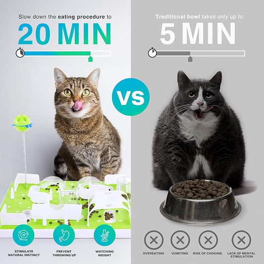 ALL FOR PAWS Cat Puzzle Toy - Interactive Treat Maze Feeder & Brain Teaser for Cats & Kittens, Slow Feeder with Teaser Ball - Mental Stimulation Puzzle Game for Smart Felines