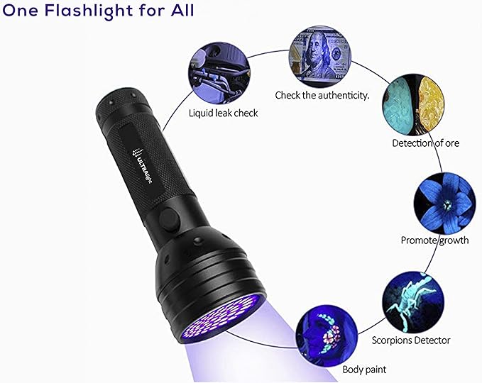 Astute ULTRAlight UV Flashlight Black Light, 51 LED 395 nM - Detector for Pet Urine, Pet Stains and Bed Bugs