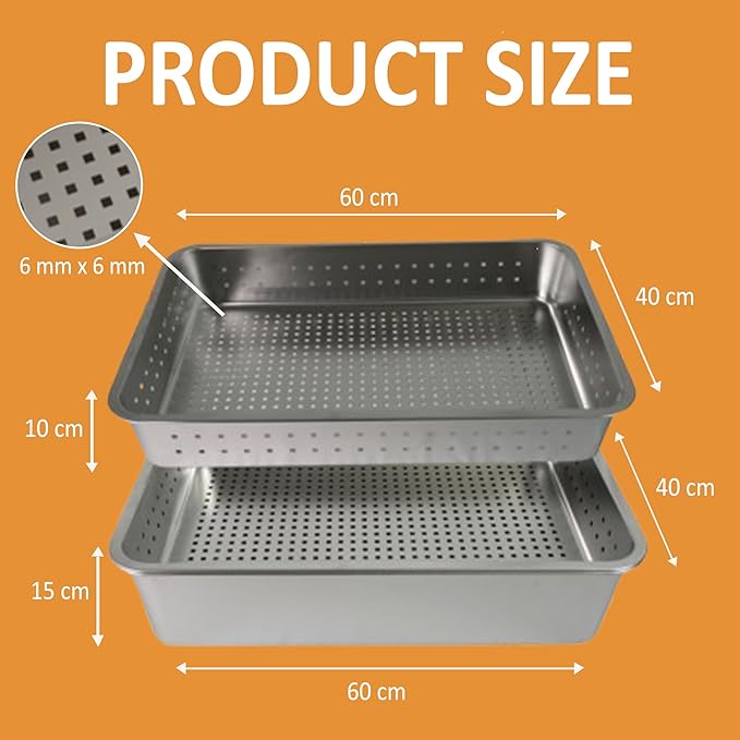 Extra Large Stainless Steel Litter Box - Two Pan Set, Open-Top Design Litter Box for Cats - Odor-Resistant Sifting Cat Litter - Non-Sticky and Easy to Clean - Stainless Steel Litter for Cats