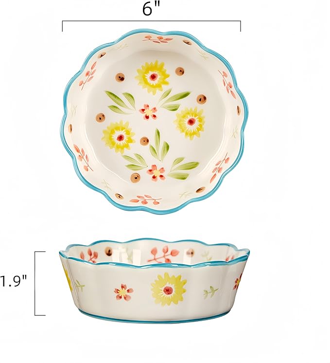 Premium Cat Food Bowl Set of 2, 6' Ceramic Cat Bowls, Cute Shallow Weighted Dishes for Wet Food, Whisker Fatigue Kitten Bowls Large Capacity (Blue)