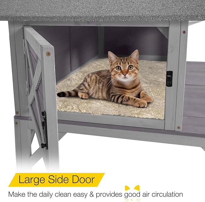 Aivituvin Outdoor Cat House for Outdoor Cats Kitty Shelter with Large Opening Roof,Raise Cat Cage,Waterproof