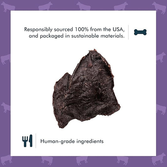 King Lou Pets - USA-Made Dehydrated Beef Heart Jerky Dog Treats - 1 lb of Fresh Beef Heart Prior to Dehydration