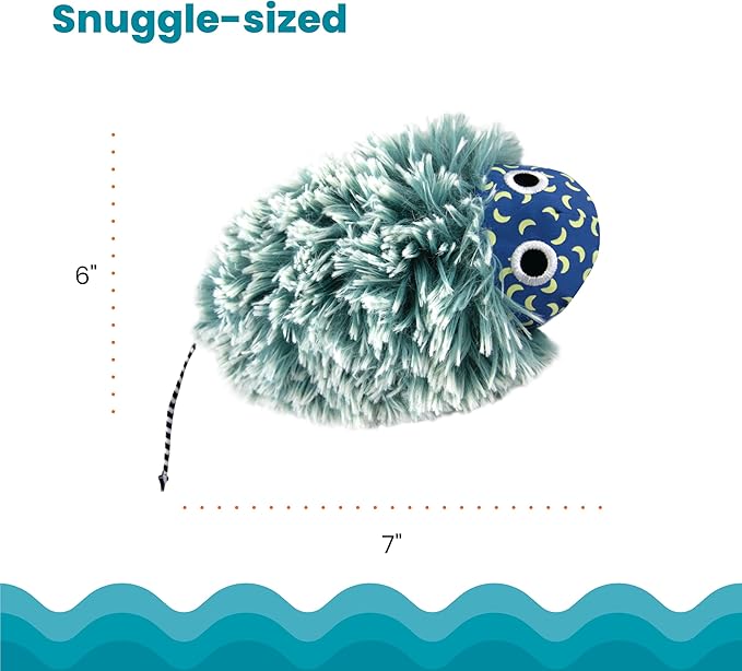 Catstages Nighttime Cuddle Plush Cat Toy with Catnip and Glow Details, Blue - Soft, Comfortable, Quiet