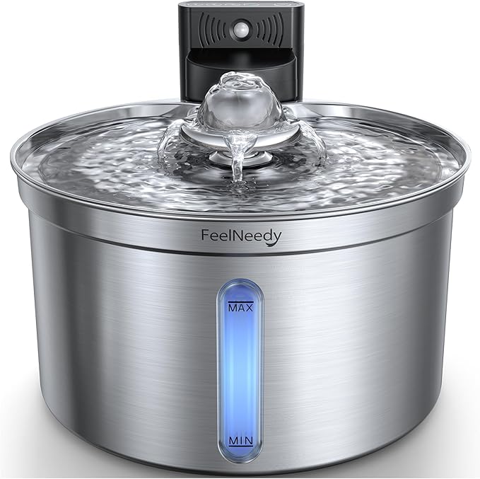 Wireless Stainless Steel Cat Water Fountain- Safe Water-Electric Isolation, 3.5L Capacity with 4000mAh Detachable Battery, XL Filter, Ultra-Quiet Pump, Battery Operated Smart Sensing for Cats & Pets