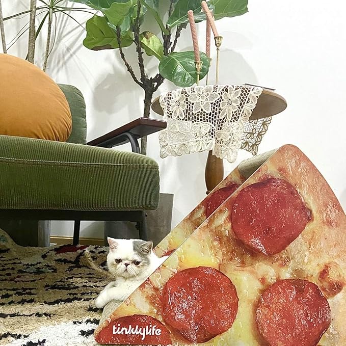 FluffyDream Cat Condo Scratcher Post Cardboard, Looking Well with Delicious Pizza Shape Cat Scratching House Bed Furniture Protector