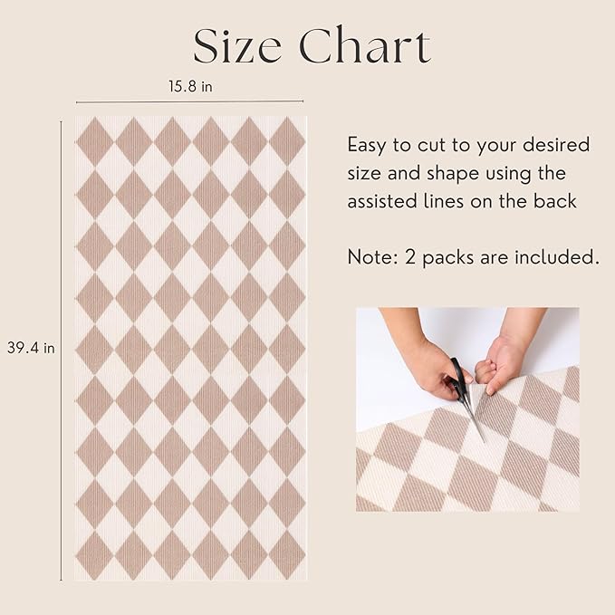 Anti-Scratch Cat Mat, Set of 2 – 39.4” x 15.8” Trimmable Self-Adhesive Upholstery Pads for Furniture, Carpet, Cat Trees, Shelves, Climbing Walls & Couch Protection (Brown Diamond)