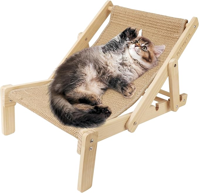 2 in 1 Cat Sisal Chair for Indoor Cats Hammock for Scratching Pad, Sisal Cat Scratcher Bed with Adjustable 4-Position for Cats Scratcher Lounge, Natural Lounger Chair