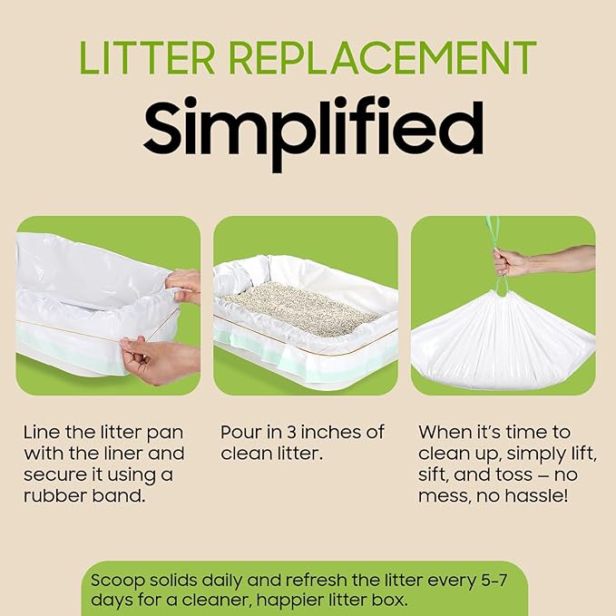 14 Count Cat Litter Box Liners, Drawstring Large/Jumbo Cat Litter Liner Bags For Litter Box, Kitty Litter Liner Heavy Duty Pre-Separated 36" x 16"