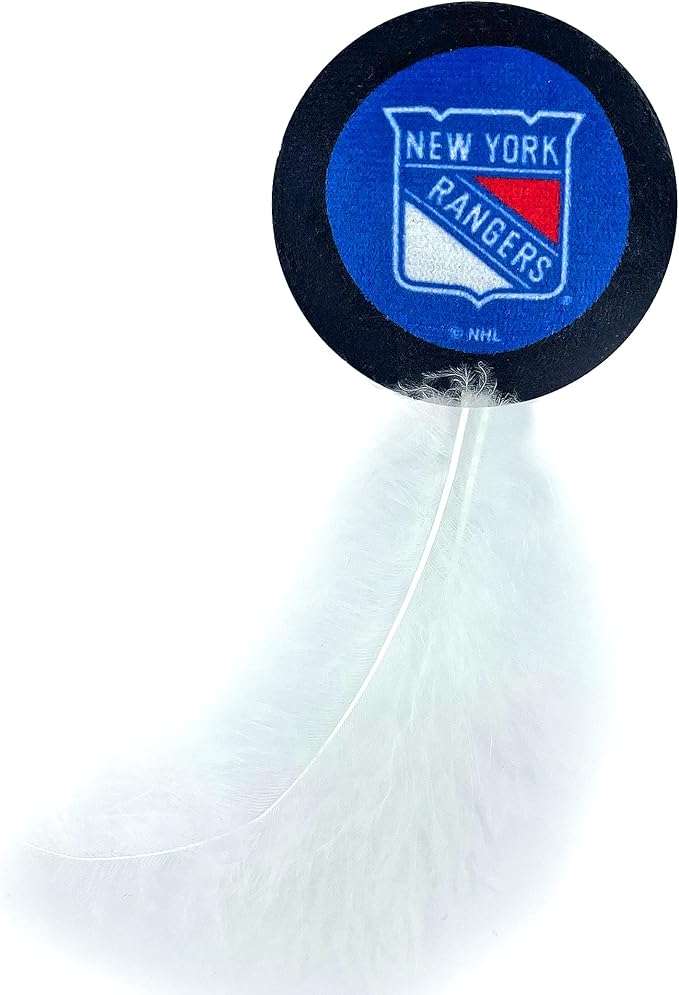 Best Plush CAT Toy: NHL New York Rangers Complete Set of 3 Piece Cat Toys Filled with Fresh Catnip. Incl: 1 Jersey Cat Toy, 1 Hockey Puck Cat Toy with Feathers & 1#1 Fan Cat Toy. All with Team Logos