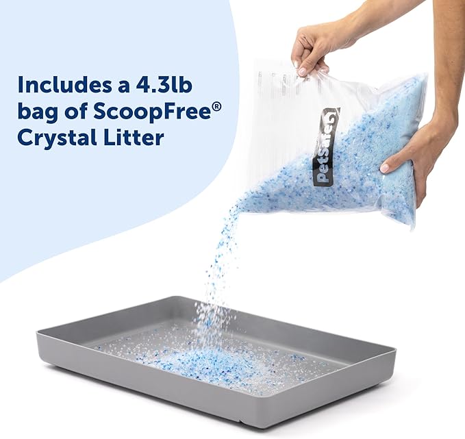 Official PetSafe ScoopFree Crystal Reusable Tray for Cat Litter Boxes - Includes 4.3 lb of Premium Blue Non Clumping Crystal Litter - Compatible with All PetSafe ScoopFree Automatic Litter Boxes