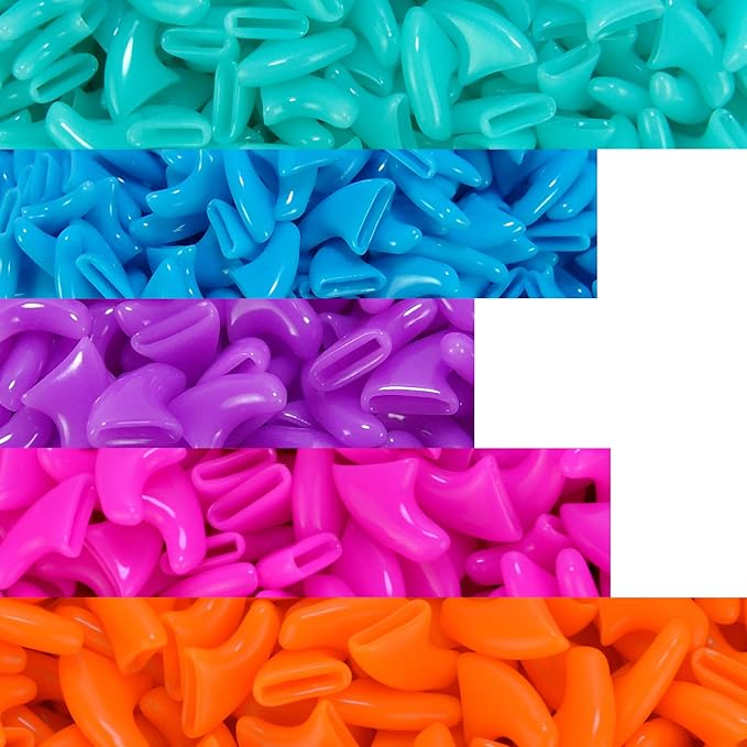 zetpo 100 pcs Cat Nail Caps | Cat Claw Covers | with Adhesives and Applicators (XS, Turquoise, Sky Blue, Purple, Rose, Orange Peel)