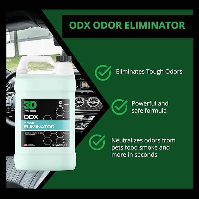 3D ODX - Automotive Odor Eliminator - Deodorizes Pet, Food, Smoke, & Other Linger Odors - Fresh Clean Scent - Great for Car, Home, Office Use