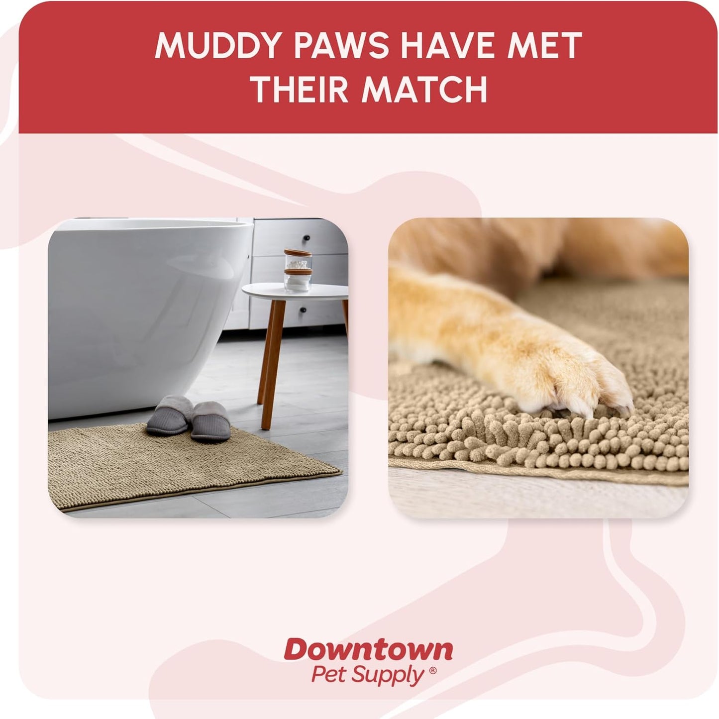 My Doggy Place Microfiber Dog Mat for Muddy Paws, 8' x 2' Oatmeal - Non-Slip, Absorbent and Quick-Drying Dog Paw Cleaning Mat, Washer and Dryer Safe - Hallway Runner