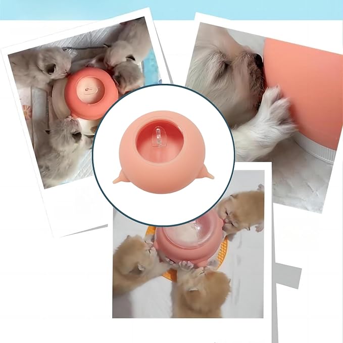 Puppy Feeder Milk Bowl, Silicone Puppy Bottle with 3 Nipples Bubble Pet Nursing Feeder for Doggie Cat Kittens Puppies Rabbits