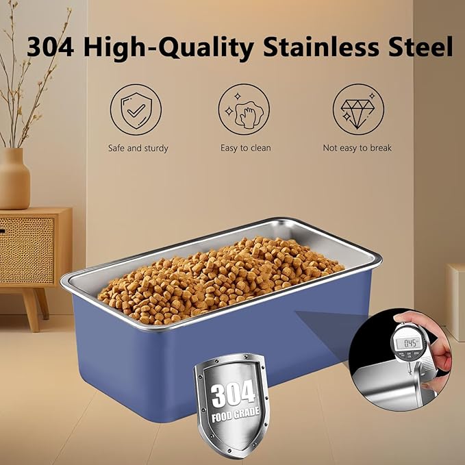 Sanbo Dog Food Storage Container Stainless Steel with Scoop,Airtight Pet Metal Food Storage Bin,Cat Food Canister,Storage Box with Date Tracker for Kitchen (Blue, 7.5L)