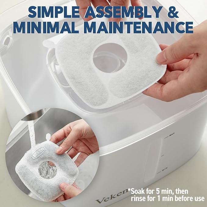 Veken Cat Water Fountain Filters, 16 Pack Replacement Filters & 16 Pack Replacement Pre-Filter Sponges Set for 50oz, 84oz, 95oz Automatic Pet Fountain Dog Water Dispenser