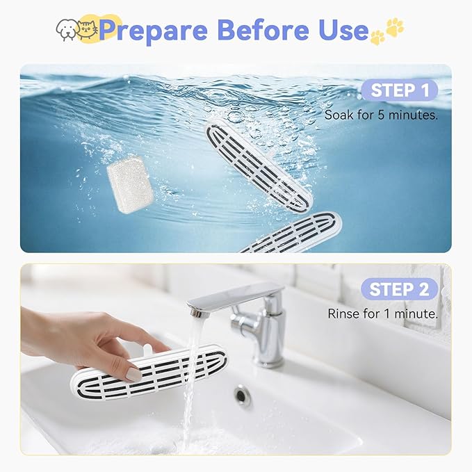 24 Pack Cat Water Fountain Filters for OPOWO 108oz / 3.2L Wireless Cat Fountain, Replacement Filters for FT999 Pet Water Fountain, 12 PCS Pump Sponges + 12 PCS Filter