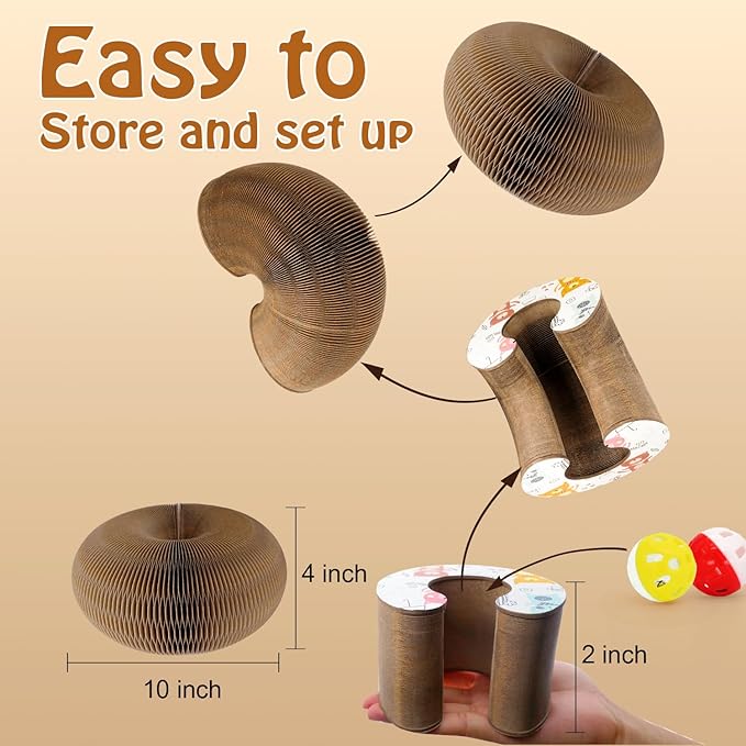 Magic Organ Cat Scratcher Board with 2 Bell Ball, Cat Ball Adventure The Ultimate Interactive Mental Physical Exercise for Indoor Cats Toy