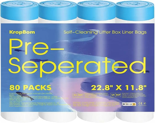 80 Count Automatic Cat Litter Bags Compatible with PURA X/MAX & ScoopFree Clumping, Tear-free & Leak-Proof Self-cleaning Cat Litter Robot Waste Bags with Durable Drawstring for Litter Box 21" x 11"