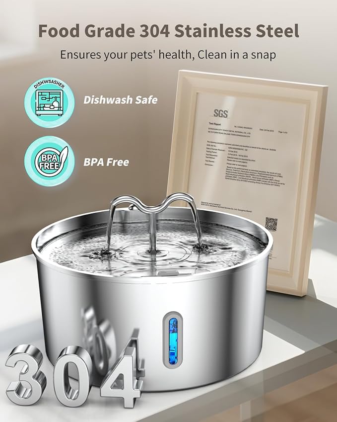Dog Water Fountain Stainless Steel, 7L/236oz Dog Water Bowl Dispenser for Large Dogs, Automatic Cat Water Fountain