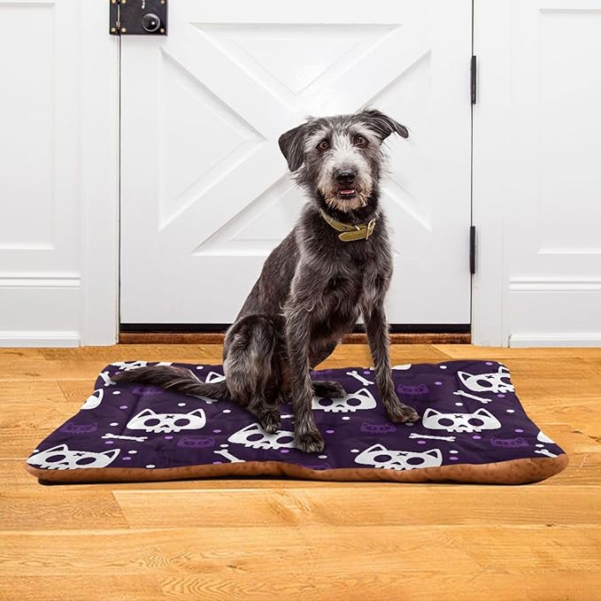 Pet Bed Halloween Cat Skull Dog Bed Mat Absorbing Non Slip Pad Pet Sleeping Mat for Small, Medium, and Large Dogs Puppy Cat 36 in x 24 in