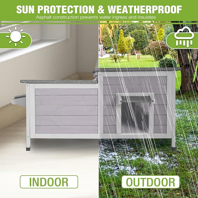 GUTINNEEN Heated Cat House Outdoor Cat House Insulated Large Weatherproof Feral Cat Shelter with Heated Pad, Insulated All-Round Thermal Liner, Chewproof Cable for 1-4 Cats (Winter-Ready)