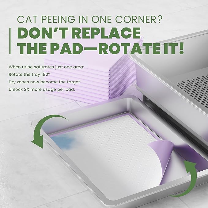 Enhanced Zeolite Cat Litter Pellets 7lbs & Cat Pee Pads 10 Count - Refill for Tidy Cats Breeze Litter System | Premium Stainless Steel Shifting Tray
