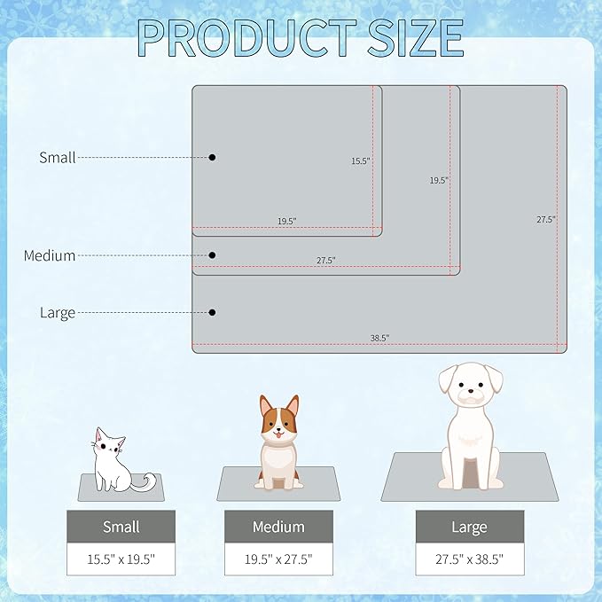 NACOCO Summer Pet Cooling Mat - Cat Dog Cushion Pad Sleeping Cool Sharks Comfortable Soft for Pets Kids and Adults (Grey Shark, M)