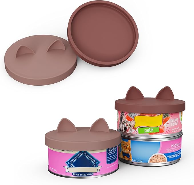 OHMO 2 Pack Pet Food Can Lids, (3.3 in / 85mm) Silicone Pet Food Can Lids Covers for 5.5 oz Cat and Dog Food Cans, Mars&Coral